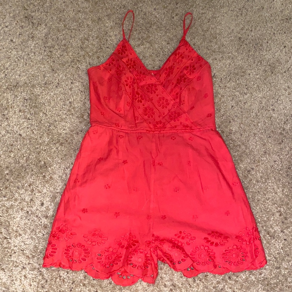 Japna. Red. Spaghetti straps jumper shorts